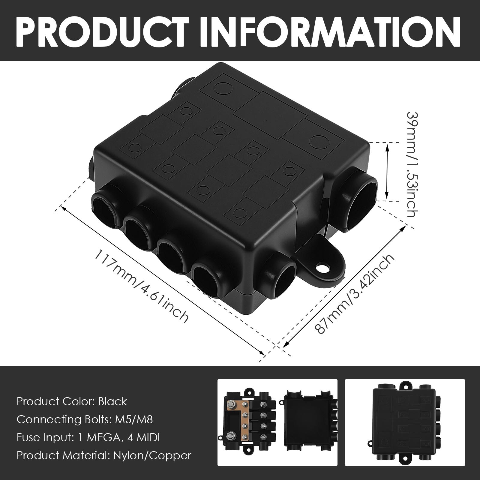 5 ways Fuse Box with Bus Bar HEAVY DUTY Power Distribution Fuse Box Block Mega & Midi Fuses Holder for Automotive Marine black
5 ways Fuse Box with Bus Bar HEAVY DUTY Power Distribution Fuse Box Block Mega & Midi Fuses Holder for Automotive Marine black