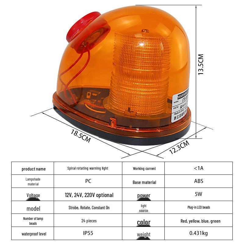 Magnetic LED Rotating Snail Warning Light with Sound Alarm for Engineering and Rescue Vehicles 220V (Silent) - Red, Yellow, Blue, Green
Magnetic LED Rotating Snail Warning Light with Sound Alarm for Engineering and Rescue Vehicles 220V (Silent) - Red, Yellow, Blue, Green