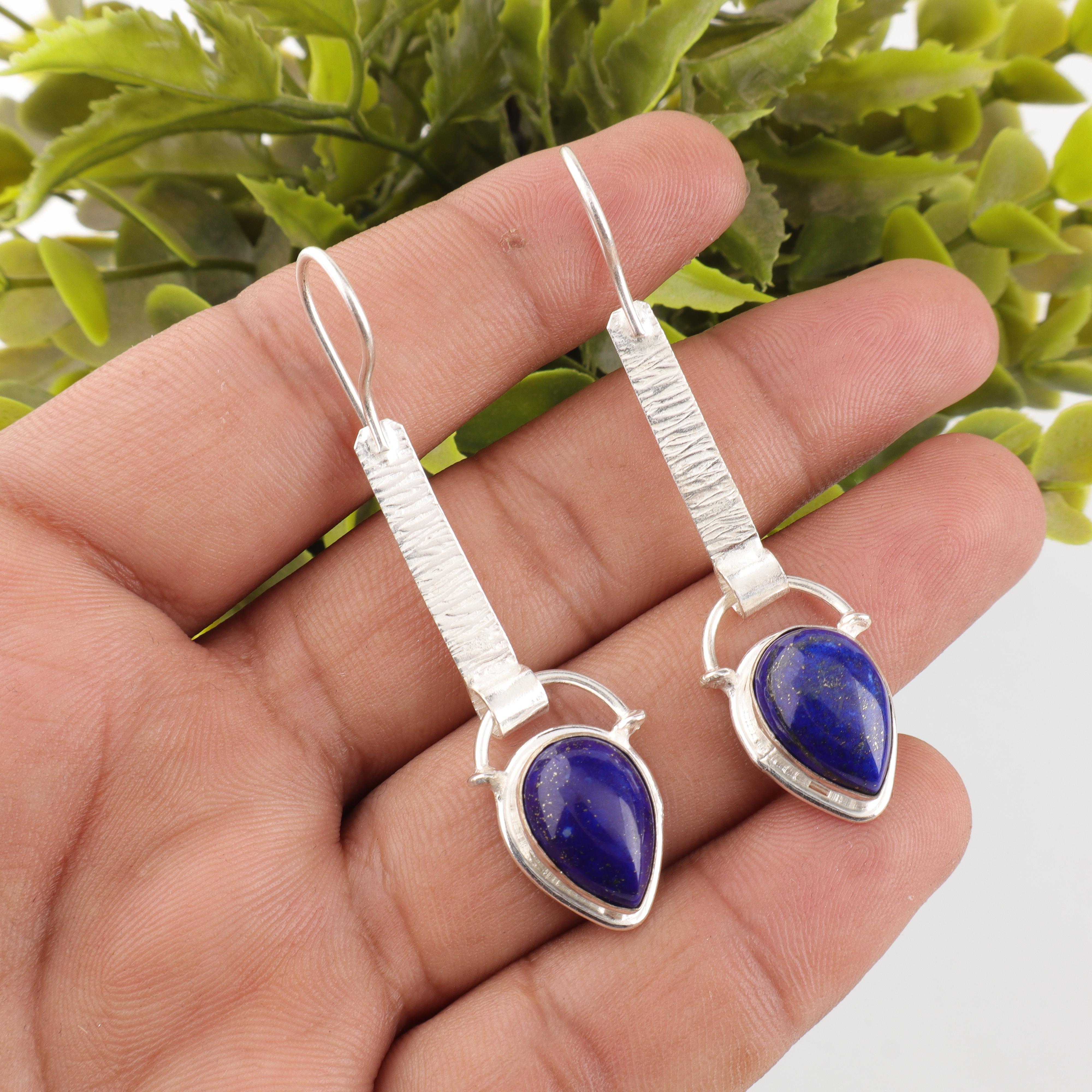 Lapis Lazuli Earrings, Handmade Jewelry 925 Solid Sterling Silver Earrings, Designer Gemstone Jewelry Gift For Mom 2.3 inches синій
Lapis Lazuli Earrings, Handmade Jewelry 925 Solid Sterling Silver Earrings, Designer Gemstone Jewelry Gift For Mom 2.3 inches синій