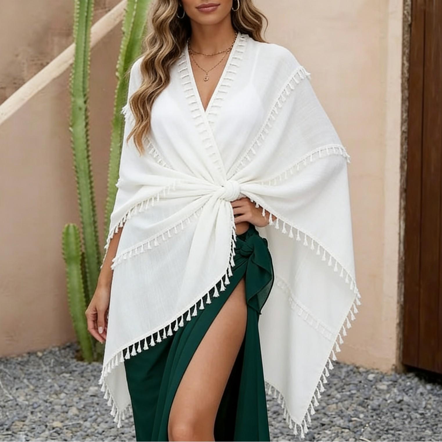 Women s One-piece Irregular Splicing Tassel Shawl Beach Skirt Bikini Shawl Gauze Dragon Swimsuit Cover Up
Women s One-piece Irregular Splicing Tassel Shawl Beach Skirt Bikini Shawl Gauze Dragon Swimsuit Cover Up