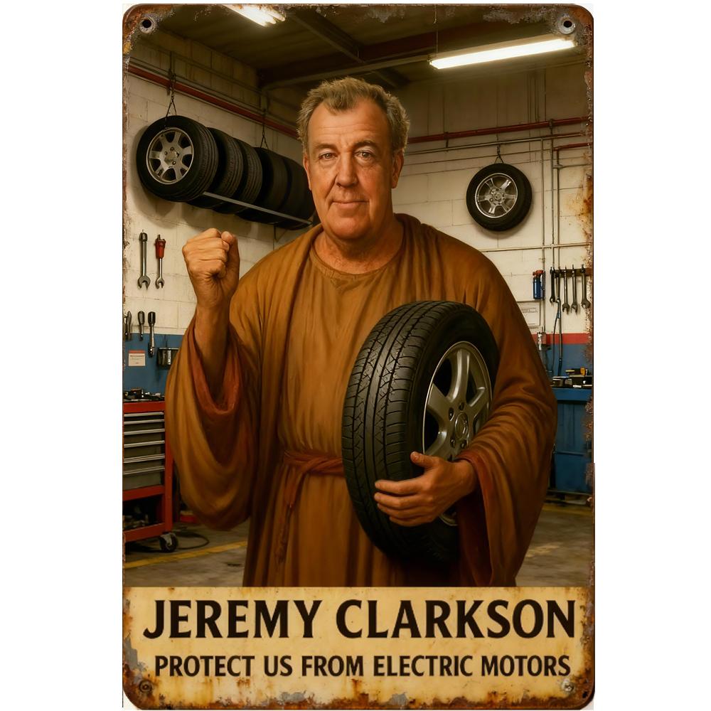 HD Metal Tin Sign Funny Jeremy Clarkson Wall Decor Retro Protect Us From Electric Motors Petrolhead Sign for Garage Man Cave 20x30cm(7.8x11.8inch)
HD Metal Tin Sign Funny Jeremy Clarkson Wall Decor Retro Protect Us From Electric Motors Petrolhead Sign for Garage Man Cave 20x30cm(7.8x11.8inch)