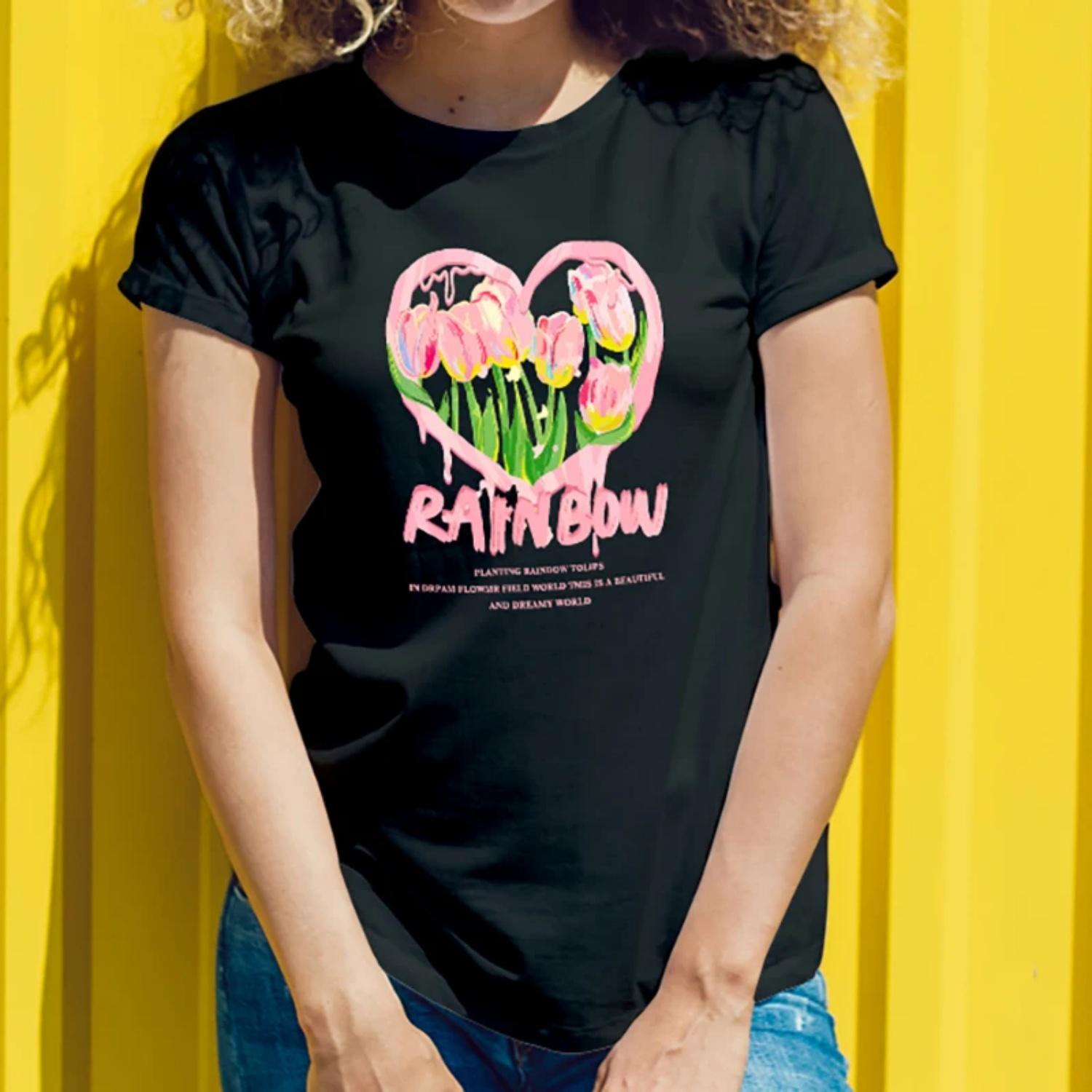 Summer Womens Short Sleeve CottonTShirt RainbowTulip Heart Print for Outdoor Summer FestivalsYoungWomenwithaColorfulDreamy Style S чёрный
Summer Womens Short Sleeve CottonTShirt RainbowTulip Heart Print for Outdoor Summer FestivalsYoungWomenwithaColorfulDreamy Style S чёрный