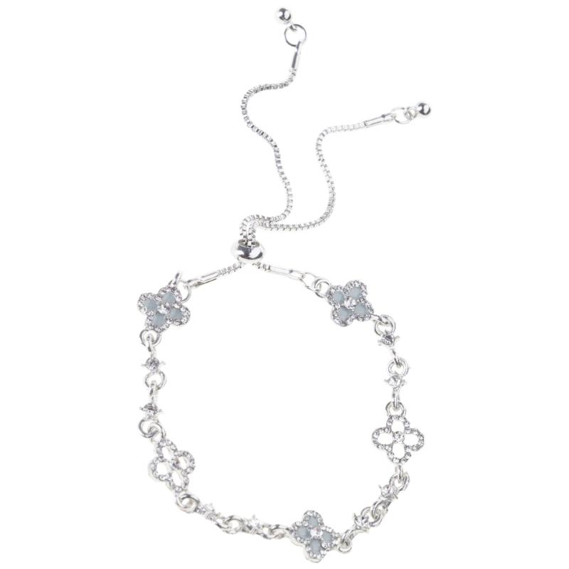 Регулируемый браслет с цветком из четырех лепестков и кубическим цирконием для женщин, элегантный цветочный браслет из сплава с цепочкой, с дизайном скользящей застежки 1
Регулируемый браслет с цветком из четырех лепестков и кубическим цирконием для женщин, элегантный цветочный браслет из сплава с цепочкой, с дизайном скользящей застежки 1