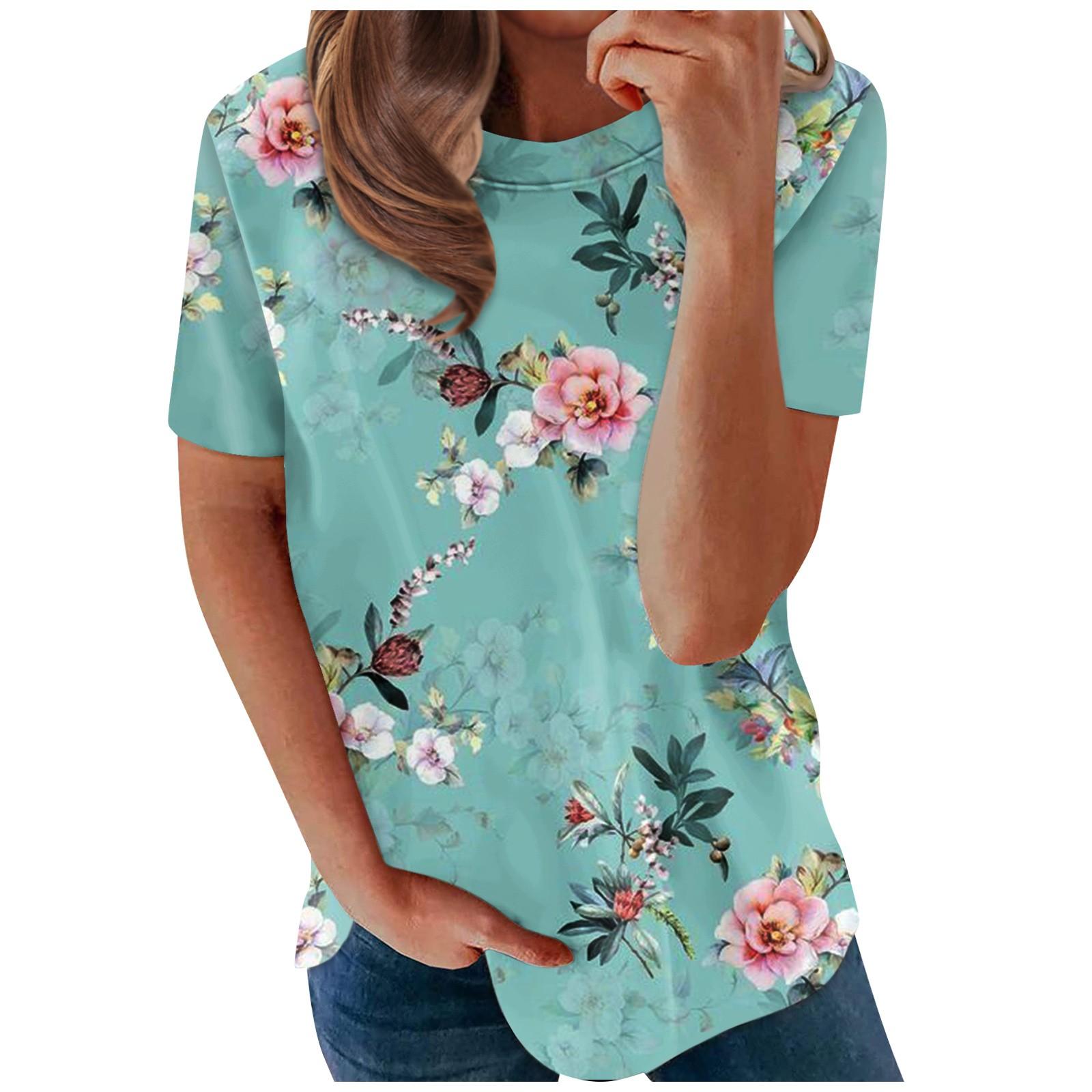 Women s Fashion Casual Print Round-neck Short Sleeves Printed T-shirt XL ціан
Women s Fashion Casual Print Round-neck Short Sleeves Printed T-shirt XL ціан