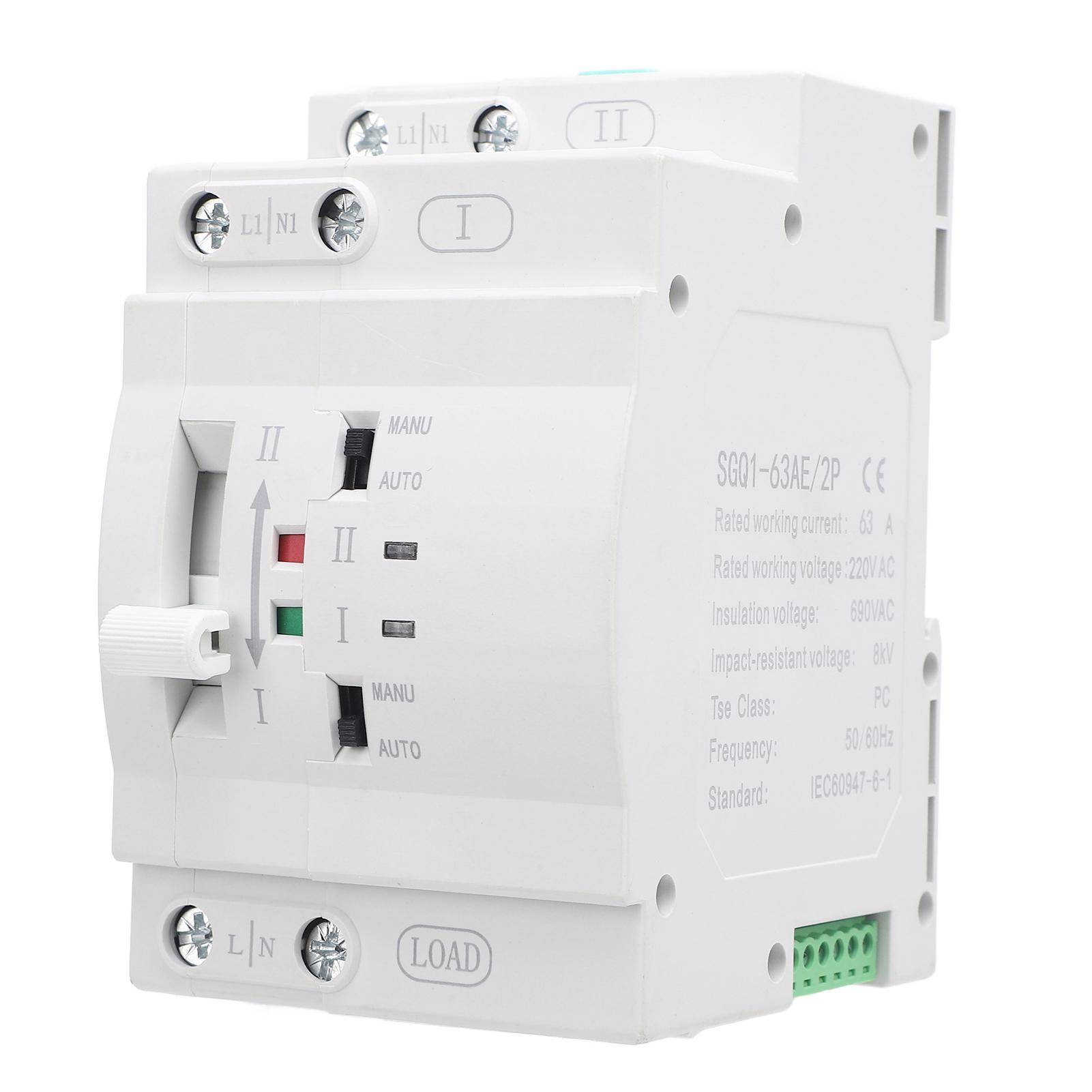 Double Power Automatic Transfer Switch SGQ163AE 2P 63A Generator Changeover Switch 110V
Double Power Automatic Transfer Switch SGQ163AE 2P 63A Generator Changeover Switch 110V