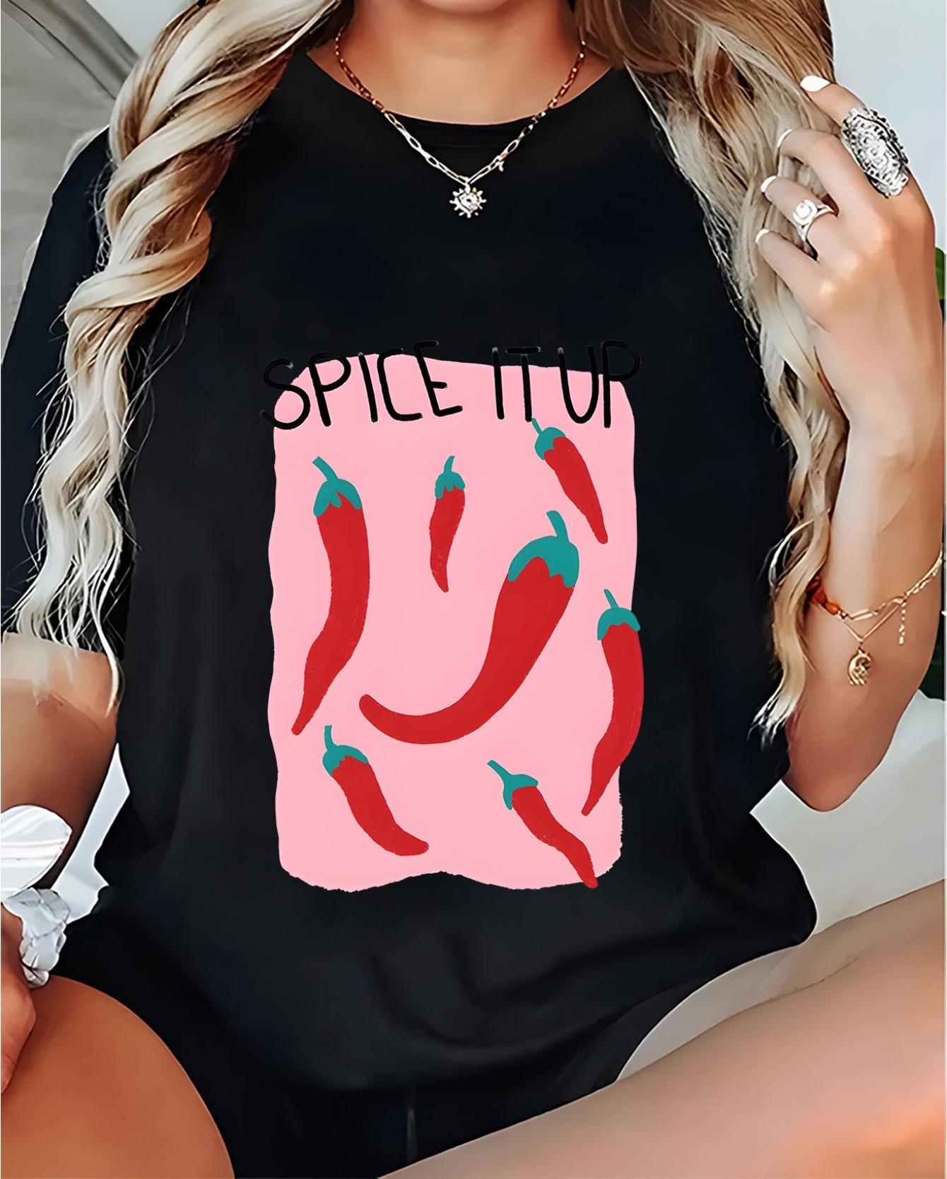 Womens TShirt with Spicy Chili Pepper Print Spice It Up Breathable Summer Casual Harajuku Sleeve Casual Aesthetic Clothes S
Womens TShirt with Spicy Chili Pepper Print Spice It Up Breathable Summer Casual Harajuku Sleeve Casual Aesthetic Clothes S