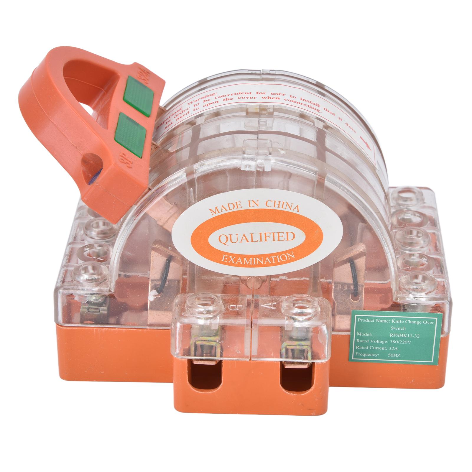 AC 380V 32A 3 Pole Knife Switch with LED Indicator Copper Transparent Shell Double Throw Disconnect Knife Switch
AC 380V 32A 3 Pole Knife Switch with LED Indicator Copper Transparent Shell Double Throw Disconnect Knife Switch