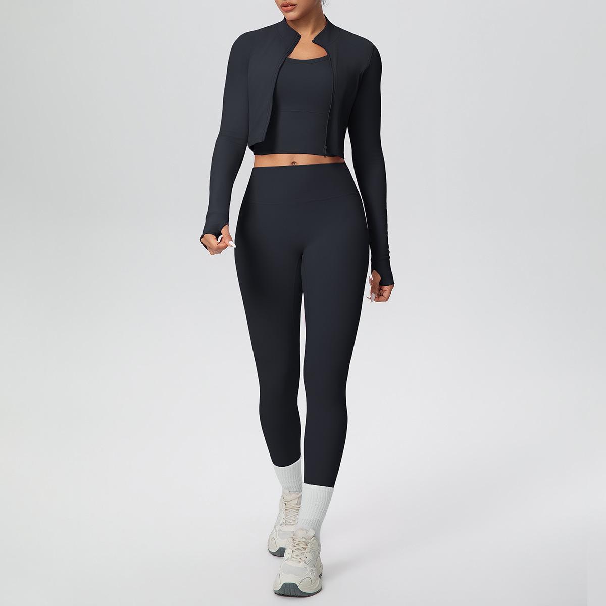 Slim-fit Yoga Vest and Zipper Jacket with High-waisted Butt-lift Leggings Set Small
Slim-fit Yoga Vest and Zipper Jacket with High-waisted Butt-lift Leggings Set Small