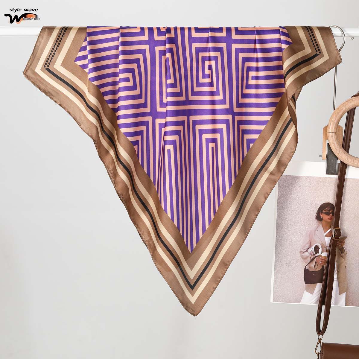 70cm Women s Faux Silk Scarf - Spring/Summer Line Print, Small Size 70*70CM
70cm Women s Faux Silk Scarf - Spring/Summer Line Print, Small Size 70*70CM
