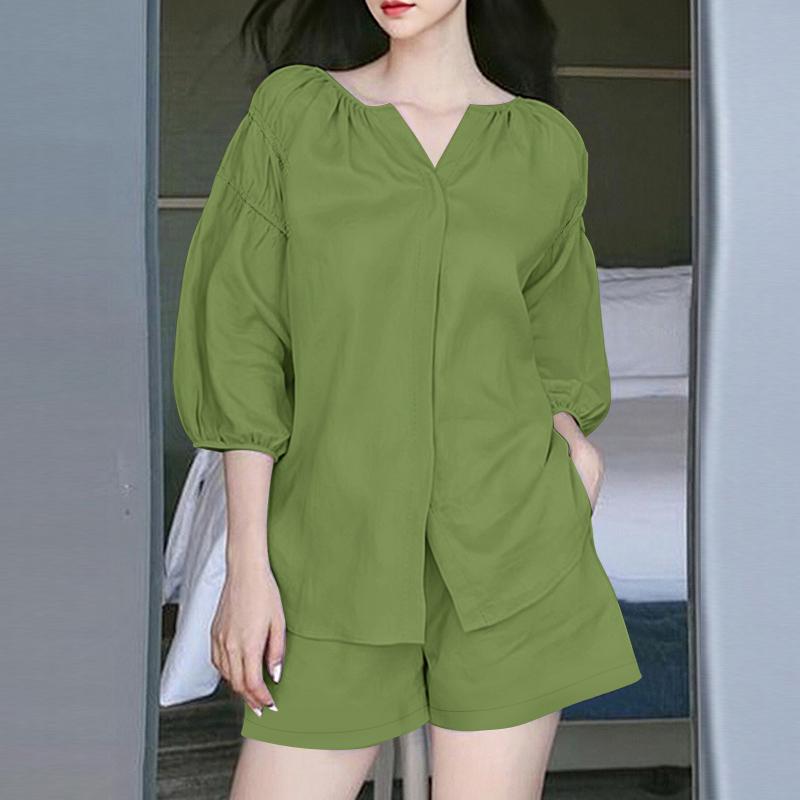 ZANZEA Women Long Sleeve Blouse and Shorts Summer Two Piece Suit Sets 5XL зелений
ZANZEA Women Long Sleeve Blouse and Shorts Summer Two Piece Suit Sets 5XL зелений