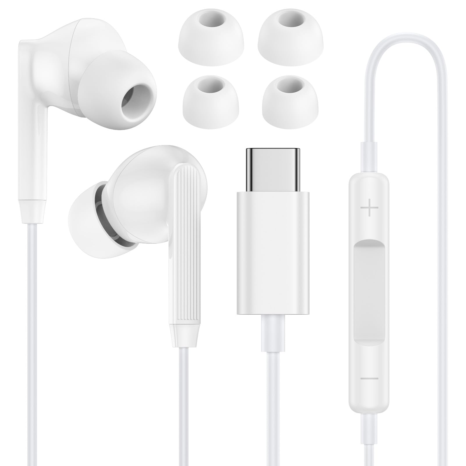 Wired Earphones First Compatible with iPhone HIFI Sound Volume Deep Noise Isolation Clear Stereo Headphones Compatible with Type-C Earphones, USB-C білий
Wired Earphones First Compatible with iPhone HIFI Sound Volume Deep Noise Isolation Clear Stereo Headphones Compatible with Type-C Earphones, USB-C білий