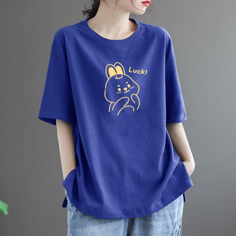 Summer large size women s t-shirt new loose and thin cartoon rabbit print comfortable simple versatile short-sleeved top 4XL
Summer large size women s t-shirt new loose and thin cartoon rabbit print comfortable simple versatile short-sleeved top 4XL