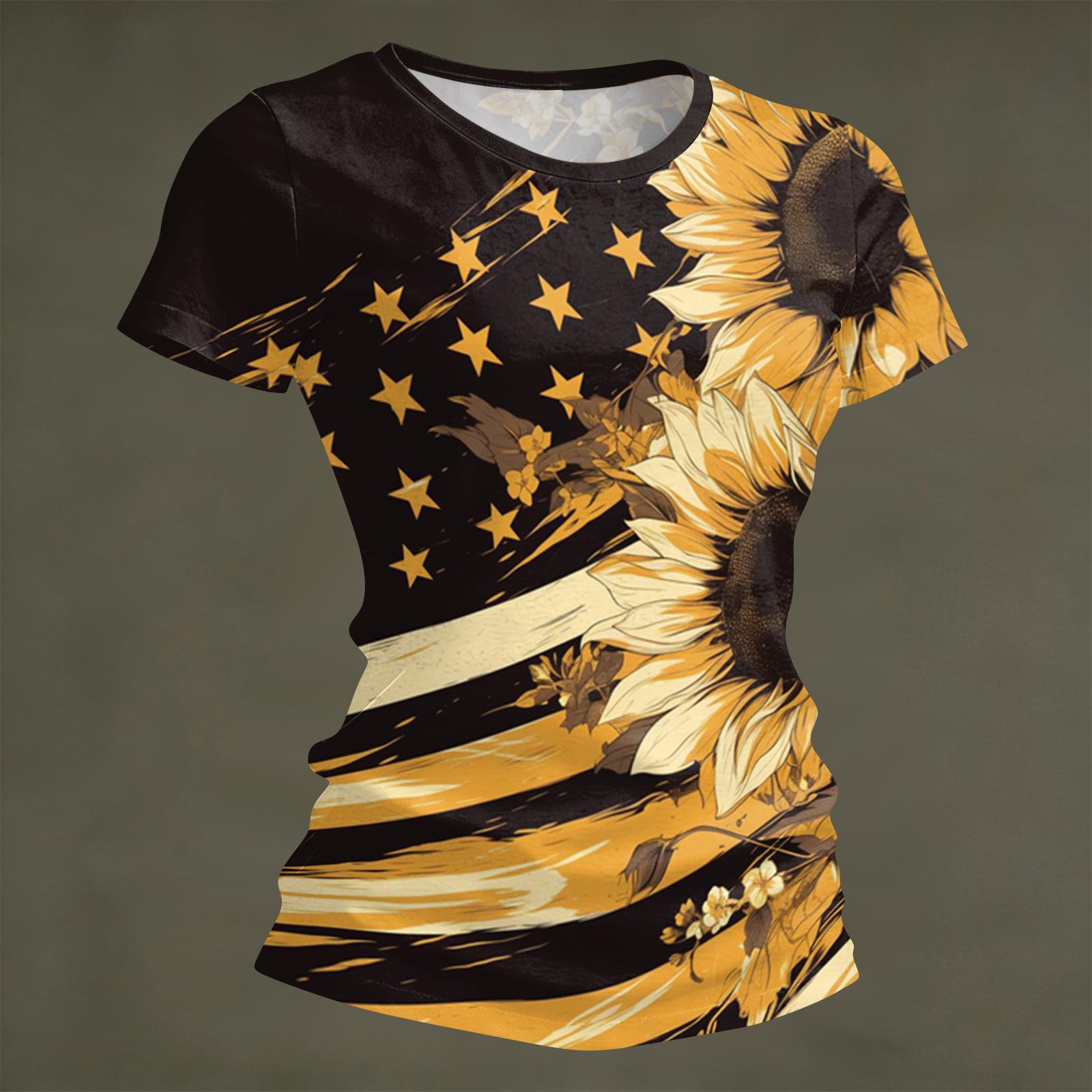 Women’s Short Sleeve Crew Neck T Shirt with Geometric Star and Stripe Print Casual Fit Top XL жовтий
Women’s Short Sleeve Crew Neck T Shirt with Geometric Star and Stripe Print Casual Fit Top XL жовтий