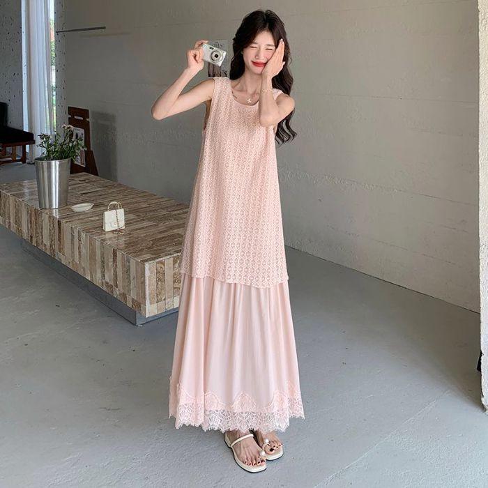 Plus Size Slimming French Style Lace Patchwork Two-Piece Tank Dress for Women Large
Plus Size Slimming French Style Lace Patchwork Two-Piece Tank Dress for Women Large
