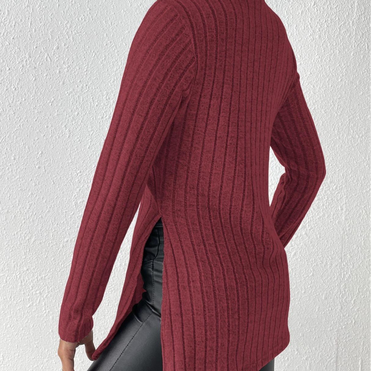 Женский свитер средней длины с высоким воротом и разрезом, осень/зима XL вино красного
Женский свитер средней длины с высоким воротом и разрезом, осень/зима XL вино красного