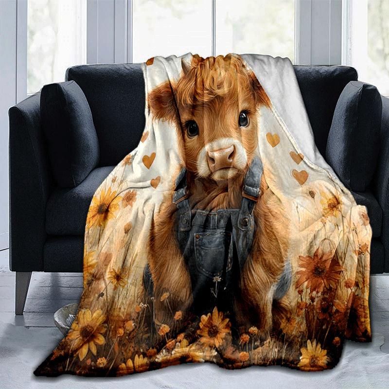 1pc Highland Cow Printing Lightweight Flannel Blanket, Comfortable and Warm Blanket, for Camping Sofa Bed and Couch Office, Suitable for Gift 100x150cm
1pc Highland Cow Printing Lightweight Flannel Blanket, Comfortable and Warm Blanket, for Camping Sofa Bed and Couch Office, Suitable for Gift 100x150cm