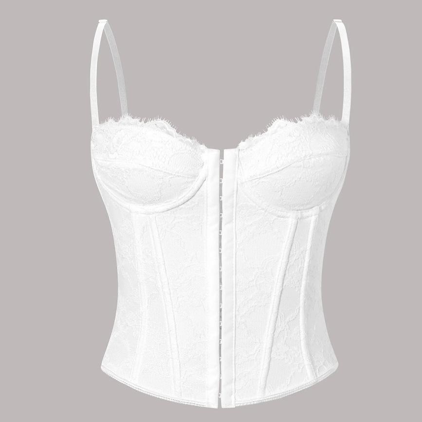 European & American Lace Camisole: Sexy Solid Color Fishbone Underwire, Wrap Chest, Row Buckle, Backless Vest Small білий
European & American Lace Camisole: Sexy Solid Color Fishbone Underwire, Wrap Chest, Row Buckle, Backless Vest Small білий