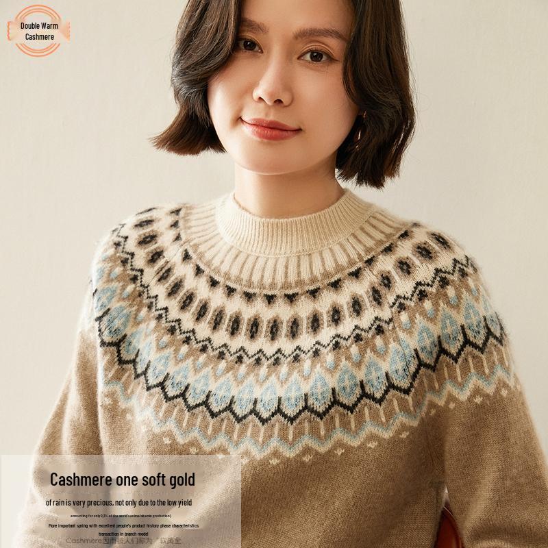 Women s Fair Isle Jacquard Cashmere Sweater - Versatile Round Neck Knit for Autumn/Winter M
Women s Fair Isle Jacquard Cashmere Sweater - Versatile Round Neck Knit for Autumn/Winter M