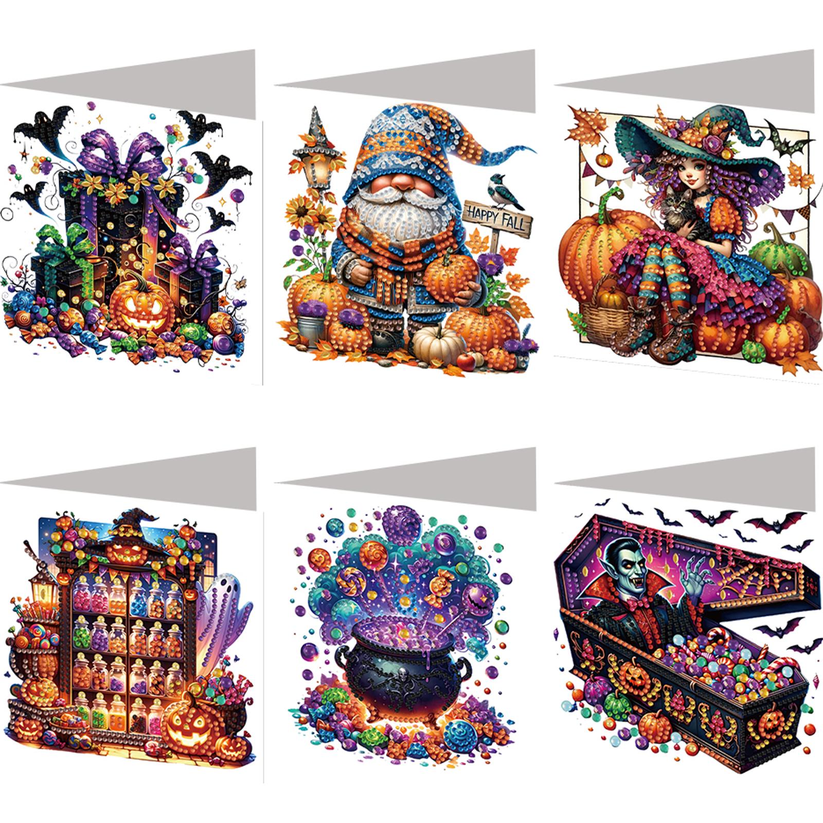 6PCS DIY Diamond Painting Greeting Card Set Halloween Pattern Rhinestone Diamond Art Mosaic Postcards for Halloween and Holidays
6PCS DIY Diamond Painting Greeting Card Set Halloween Pattern Rhinestone Diamond Art Mosaic Postcards for Halloween and Holidays