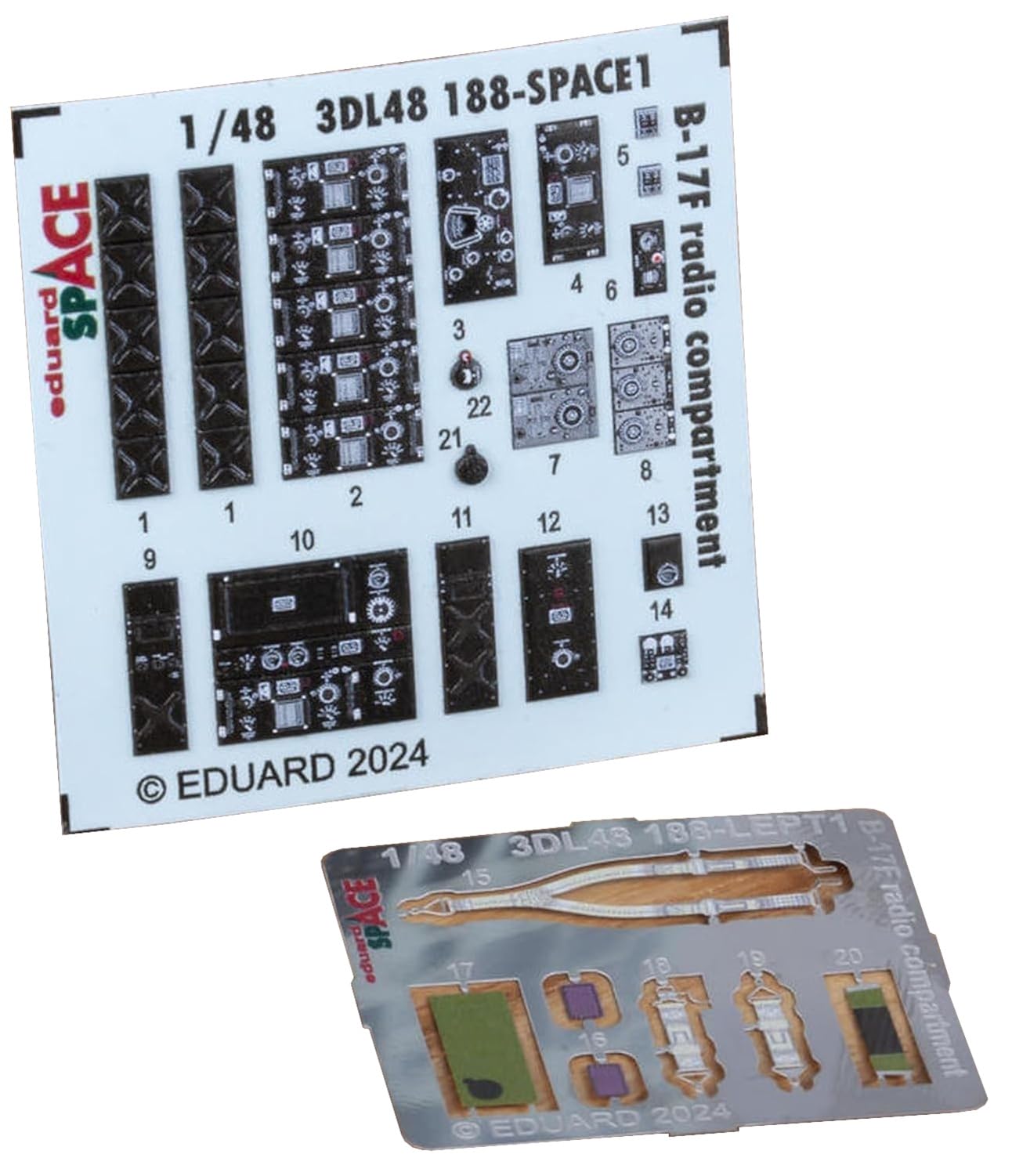 Eduard Space Radio Room Interior 3D Parts Set Plastic Model Decal EDU3DL48188 1/48 B-17F Decal/Etching (for Eduard)
Eduard Space Radio Room Interior 3D Parts Set Plastic Model Decal EDU3DL48188 1/48 B-17F Decal/Etching (for Eduard)