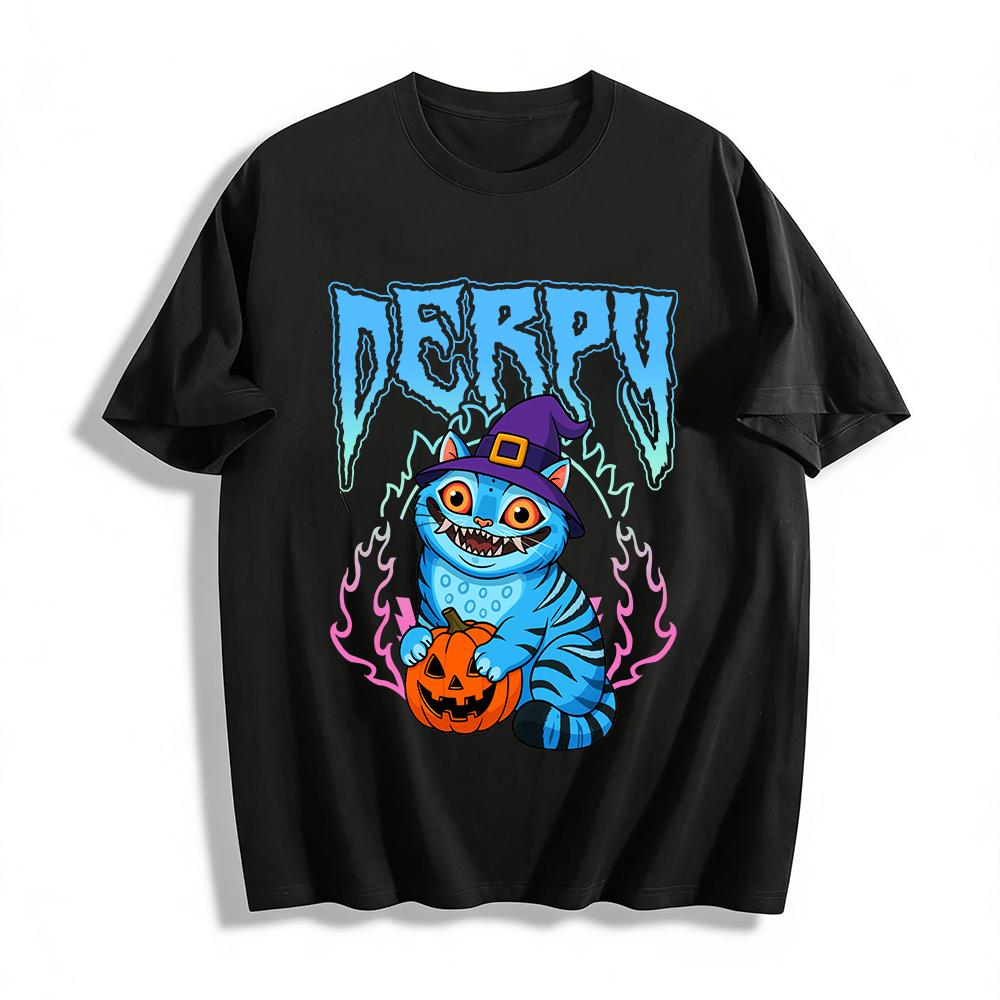Halloween Derpy Blue Cat Pumpkin Print Top Unisex Fun Holiday Vibe Casual Loose Long Sleeve T-Shirt Pure cotton T-shirt XXS
Halloween Derpy Blue Cat Pumpkin Print Top Unisex Fun Holiday Vibe Casual Loose Long Sleeve T-Shirt Pure cotton T-shirt XXS