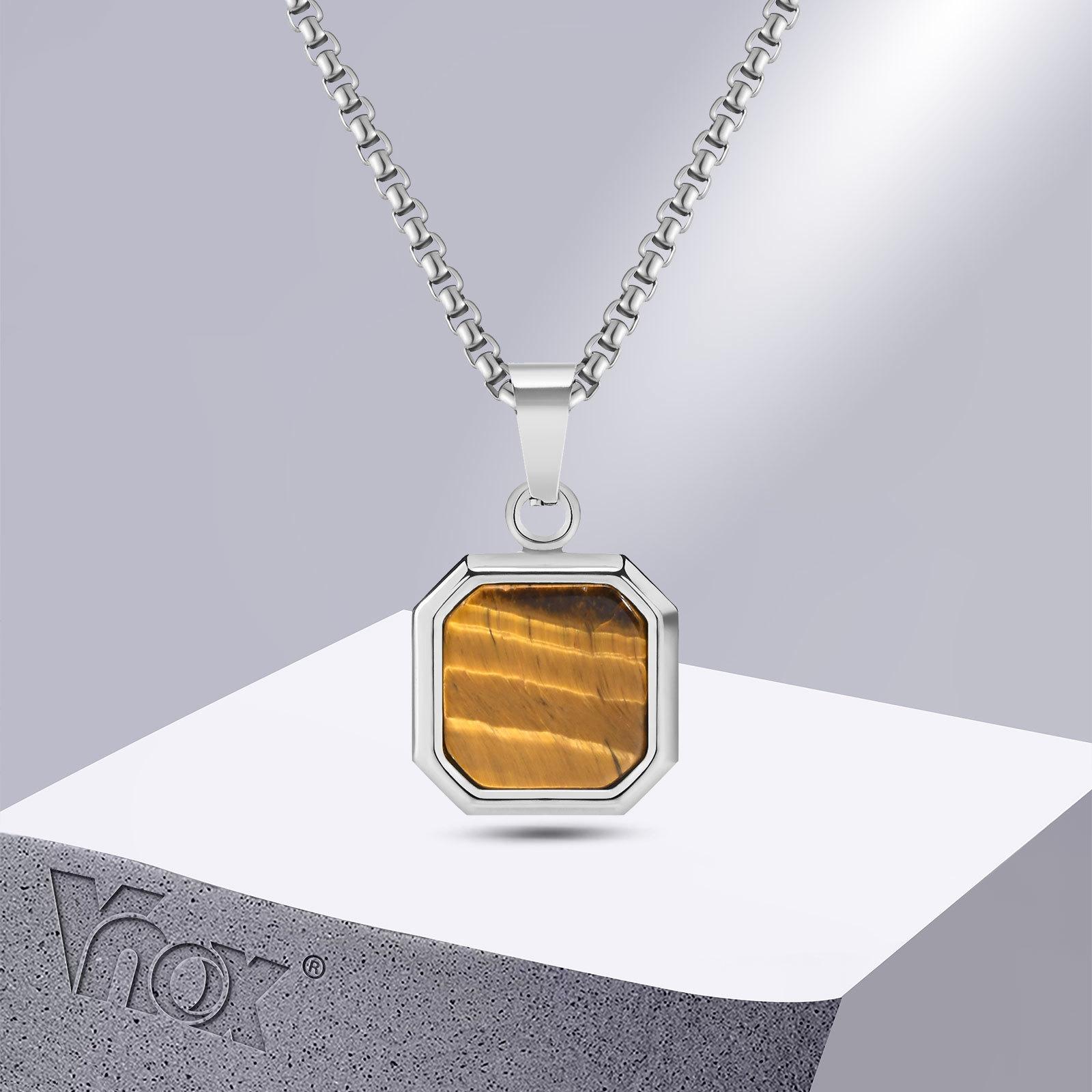 Vnox Men Square Stone Necklaces, Geometric Natural Stone Pendant, PVD Gold Color Stainless Steel Collar Gifts for Him 50cm
Vnox Men Square Stone Necklaces, Geometric Natural Stone Pendant, PVD Gold Color Stainless Steel Collar Gifts for Him 50cm