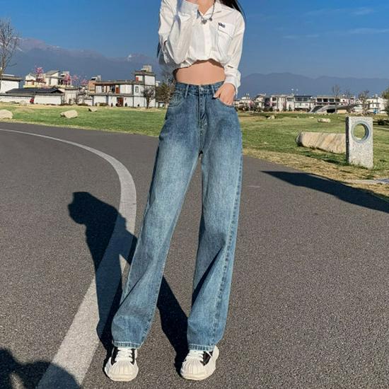 Маленькие джинсы с высокой талией, потертостями и прямыми штанинами - Ретро корейский стиль, свободный крой, широкие штанины, длина в пол для женщин. M
Маленькие джинсы с высокой талией, потертостями и прямыми штанинами - Ретро корейский стиль, свободный крой, широкие штанины, длина в пол для женщин. M