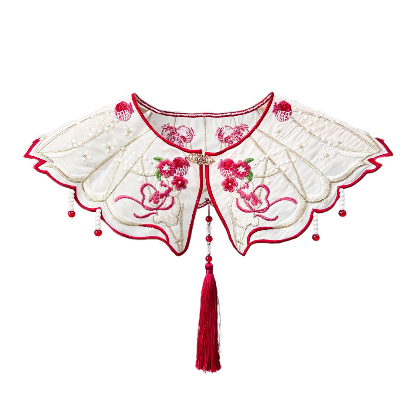 Vintage Dress Detachable False Collar Pearl Tassels Shawl Scarf Chinese Style Embroidery Rabbit Flower Necklace Capelet 1
Vintage Dress Detachable False Collar Pearl Tassels Shawl Scarf Chinese Style Embroidery Rabbit Flower Necklace Capelet 1