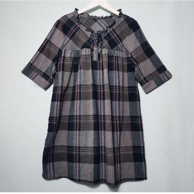 Export Export Original Order Leftover Stock Cotton Cropped Sleeves Happy Shirt Female Loose Casual All-Matching Shirt Mom Wear Spring Blue gray Gingham five-button sleeve pullover M
Export Export Original Order Leftover Stock Cotton Cropped Sleeves Happy Shirt Female Loose Casual All-Matching Shirt Mom Wear Spring Blue gray Gingham five-button sleeve pullover M