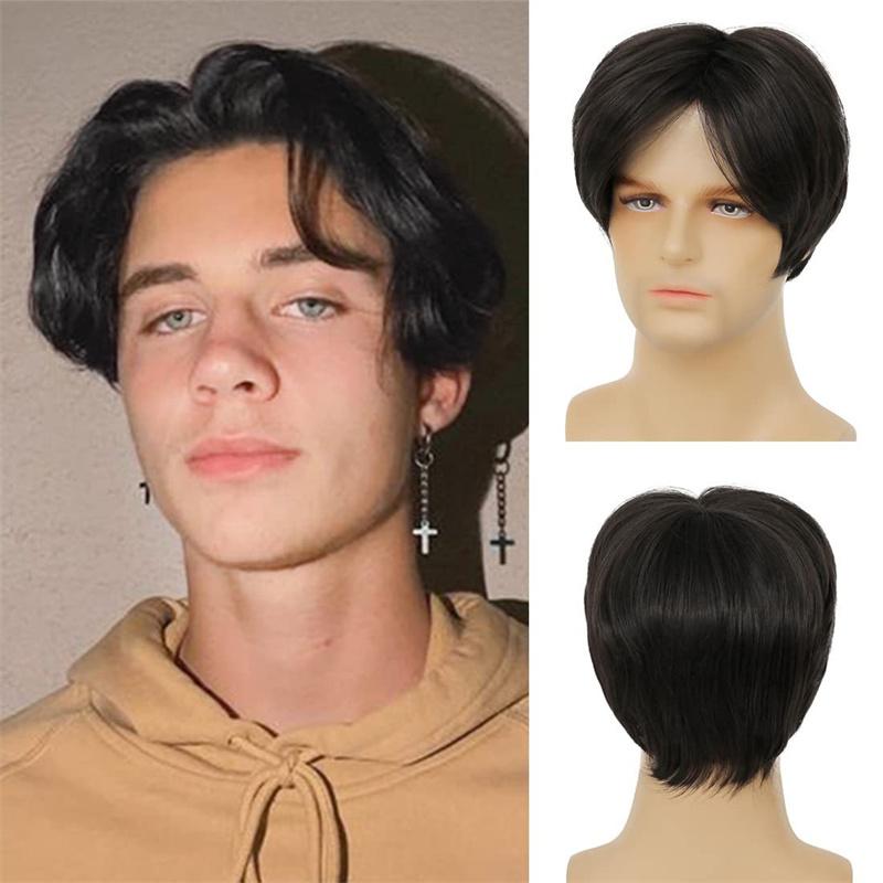 Synthetic Short Curly Wigs for Men Dark Brown Hair Wig with Bangs Fashion Perm Curls Hairstyle Natural Male Wigs Daily Cosplay
Synthetic Short Curly Wigs for Men Dark Brown Hair Wig with Bangs Fashion Perm Curls Hairstyle Natural Male Wigs Daily Cosplay