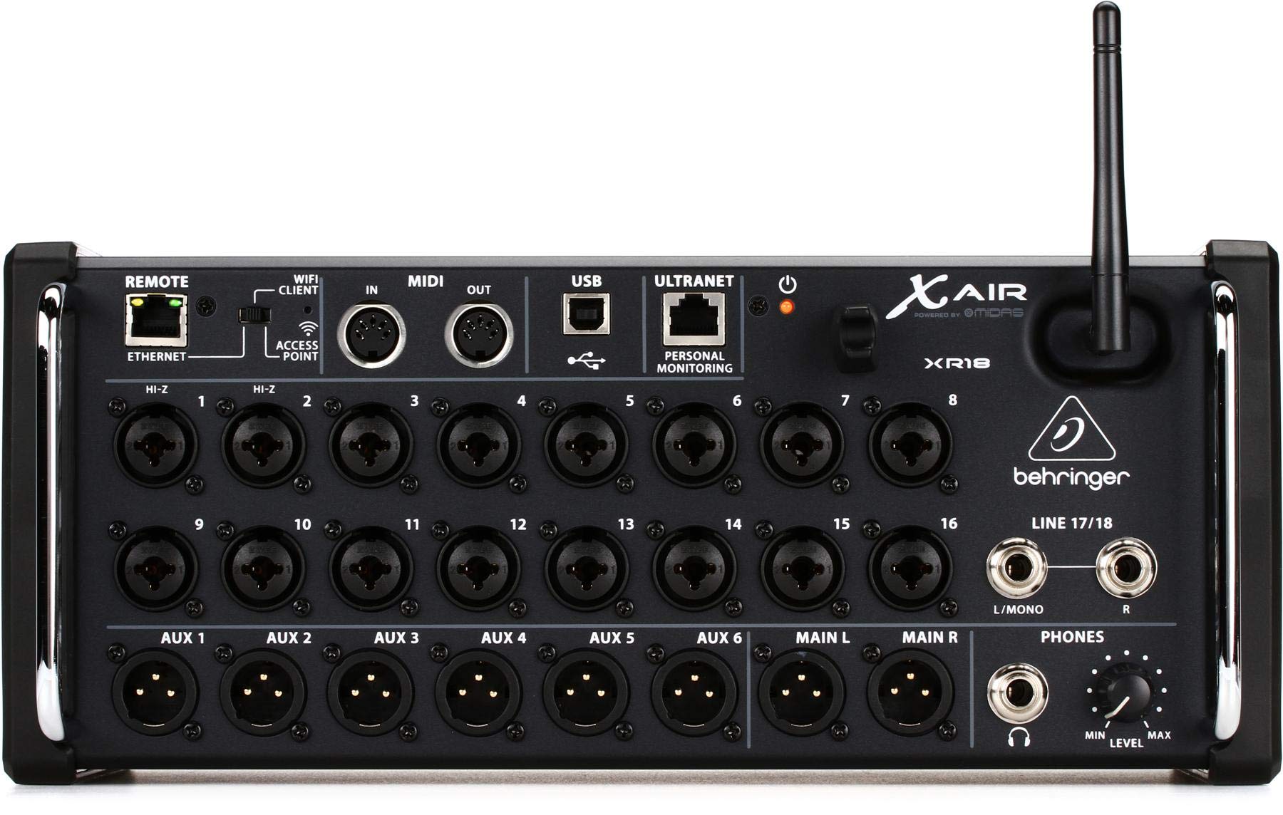 Цифровий мікшер Behringer, 18 каналів, мікрофонний передпідсилювач MIDAS, сумісний із пультом дистанційного керування, підключення до Wi-Fi, цифрові ефекти, аудіоінтерфейс USB XR18
Цифровий мікшер Behringer, 18 каналів, мікрофонний передпідсилювач MIDAS, сумісний із пультом дистанційного керування, підключення до Wi-Fi, цифрові ефекти, аудіоінтерфейс USB XR18