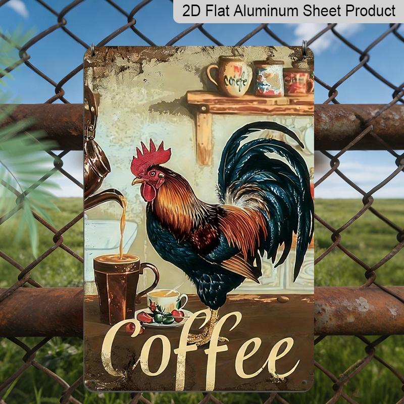 2D Flat, Vintage Rooster & Coffee Sign - 8x12 Inch, Weather-Resistant Aluminum Wall Decor with Coffee Text, Rustic Farmhouse Style for Kitchens 20*30cm
2D Flat, Vintage Rooster & Coffee Sign - 8x12 Inch, Weather-Resistant Aluminum Wall Decor with Coffee Text, Rustic Farmhouse Style for Kitchens 20*30cm