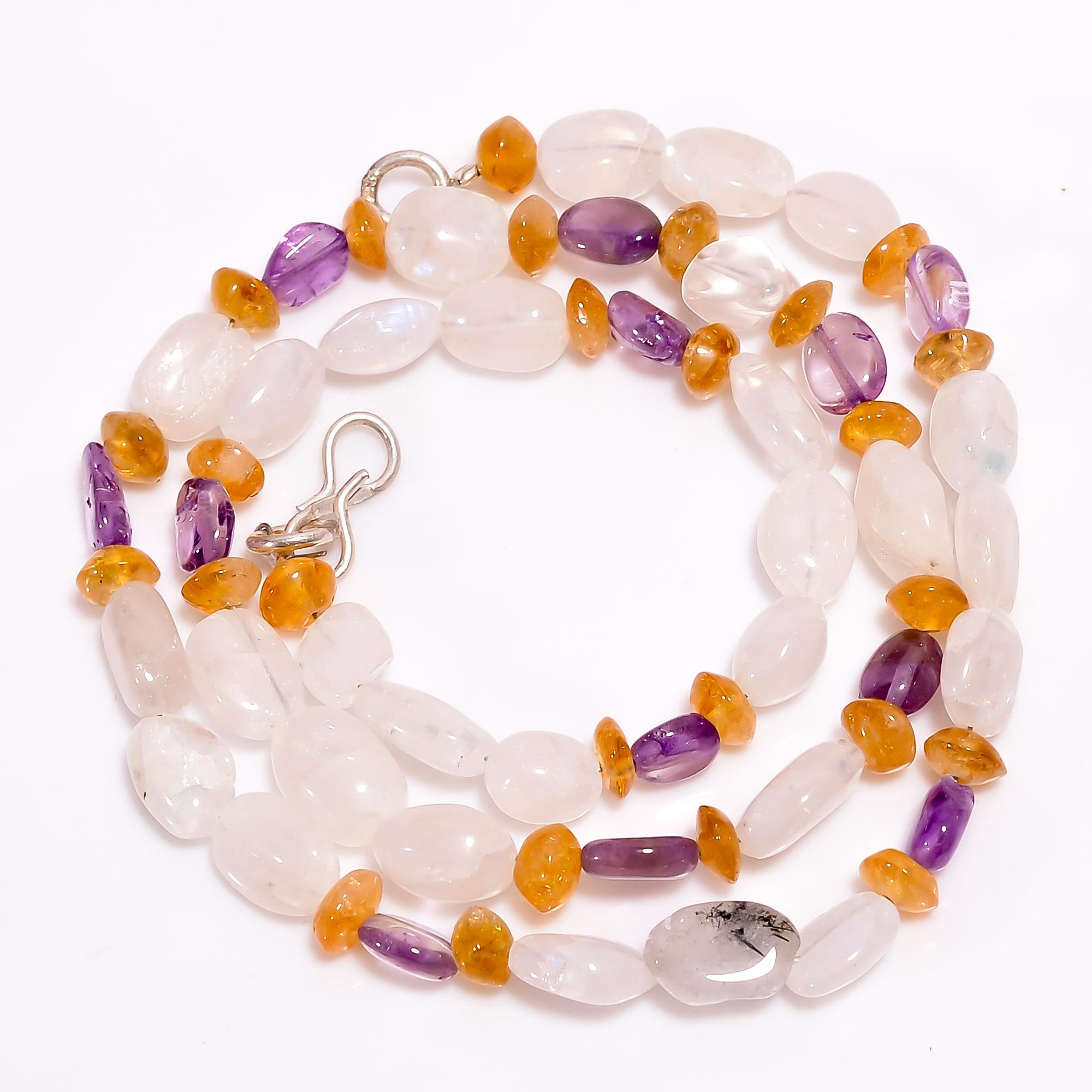 Natural Rainbow Moonstone Amethyst Citrine Smooth Beads Necklace 6-12 mm 17.5 UB-8487
Natural Rainbow Moonstone Amethyst Citrine Smooth Beads Necklace 6-12 mm 17.5 UB-8487