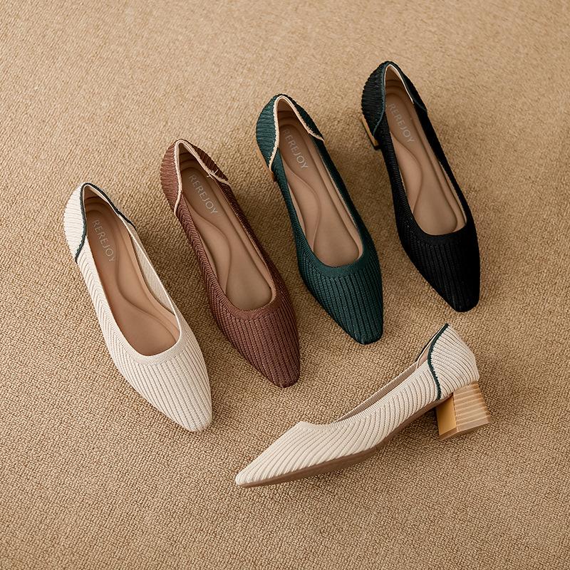 Small square head princess shoes thick heel wood grain straight stripe breathable knitted shoes soft sole one pedal lazy casual woven shoes 34
Small square head princess shoes thick heel wood grain straight stripe breathable knitted shoes soft sole one pedal lazy casual woven shoes 34