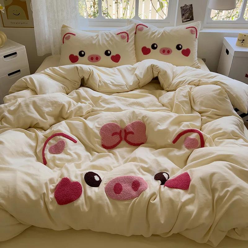 Kawaii Pink Pig Duvet Cover 4pcs Bedding Set Kids Girls Bedroom Quilt Cover Polyester Comforter Cover 1 Flat Sheet 2 Pillowcases 150X200cm(4pcs)
Kawaii Pink Pig Duvet Cover 4pcs Bedding Set Kids Girls Bedroom Quilt Cover Polyester Comforter Cover 1 Flat Sheet 2 Pillowcases 150X200cm(4pcs)