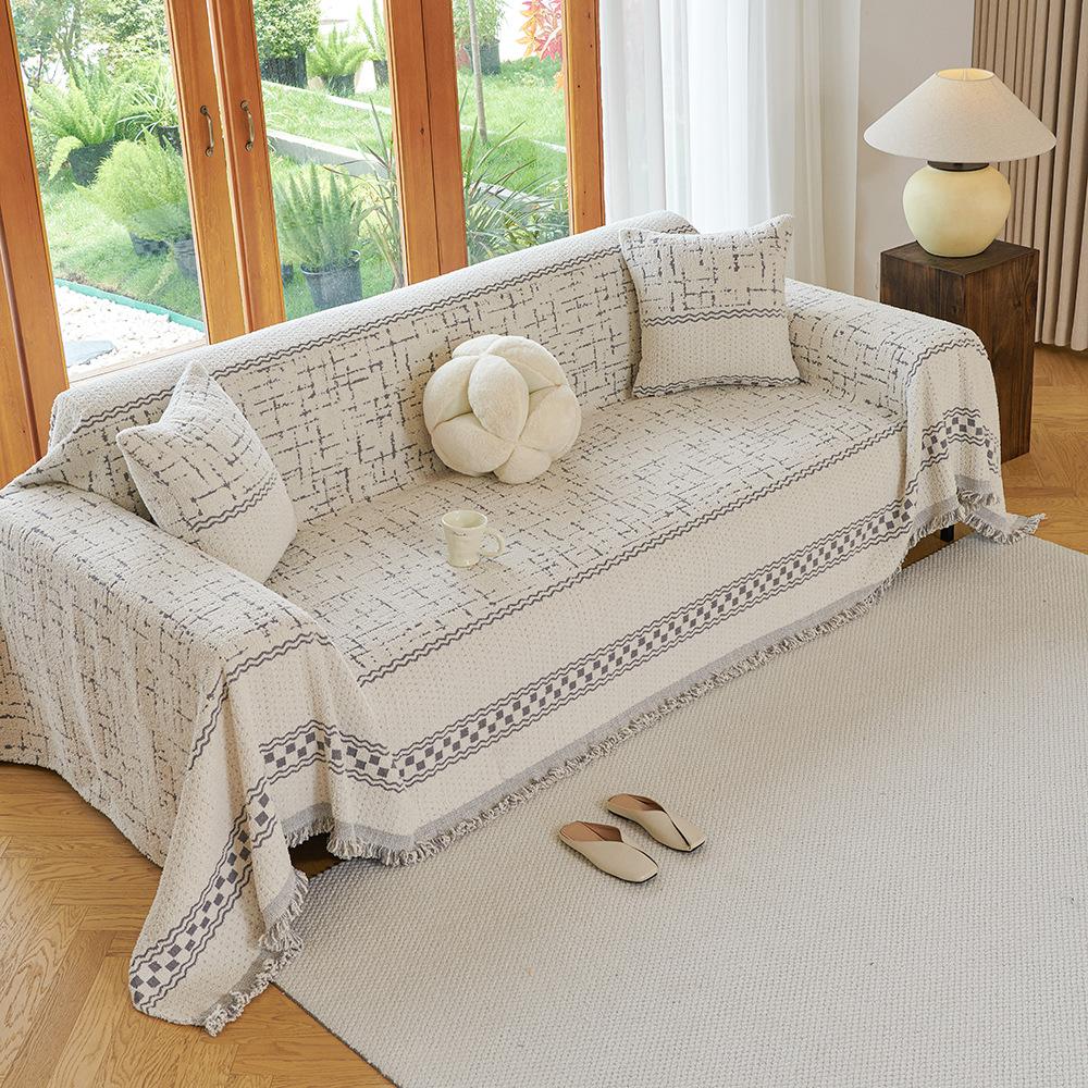 Полотенце для дивана из синели в стиле бохо с кисточками, двустороннее, для гостиной, кемпинга, пикника, большое одеяло, пляжное полотенце для отдыха, отдыха 180x130