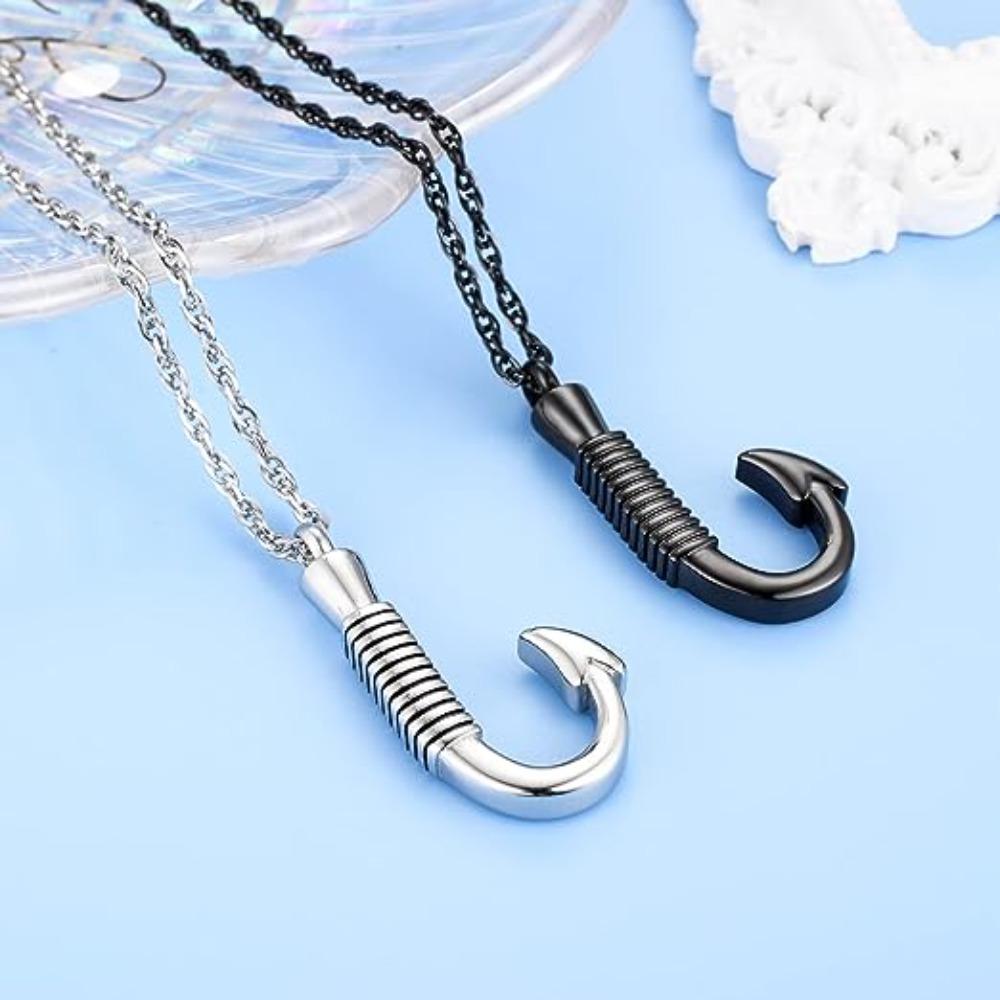 2Pcs Black Memorial Pendant Fishing Hook Shaped Urn Necklace Creative Cremation Jewelry for Men
2Pcs Black Memorial Pendant Fishing Hook Shaped Urn Necklace Creative Cremation Jewelry for Men