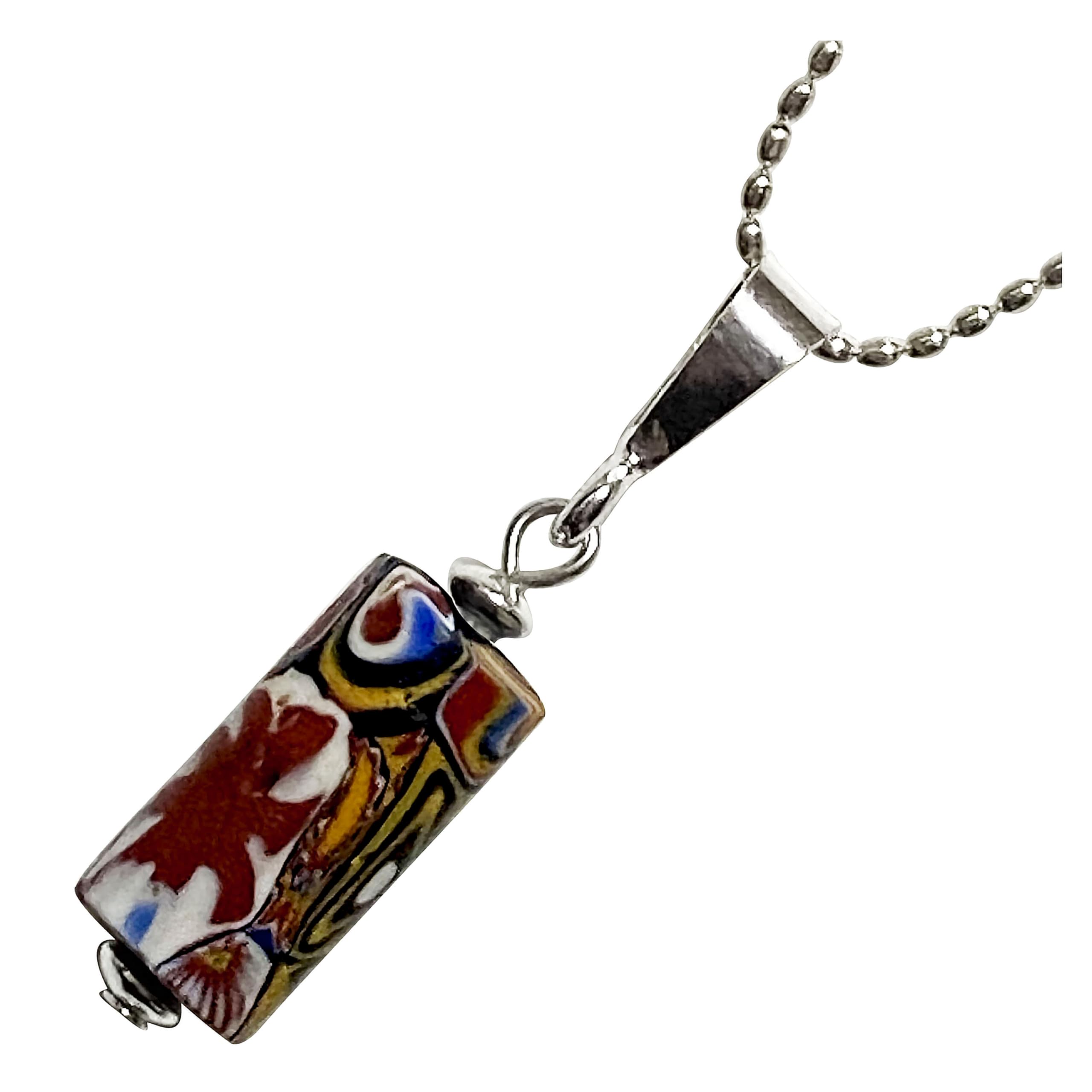 Venetian Lampwork Bead Antique Beads SILVER925 Pendant Necklace Millefiori Venetian Trade Beads European Handmade Bead Necklace Oval Ball Chain 50cm
Venetian Lampwork Bead Antique Beads SILVER925 Pendant Necklace Millefiori Venetian Trade Beads European Handmade Bead Necklace Oval Ball Chain 50cm