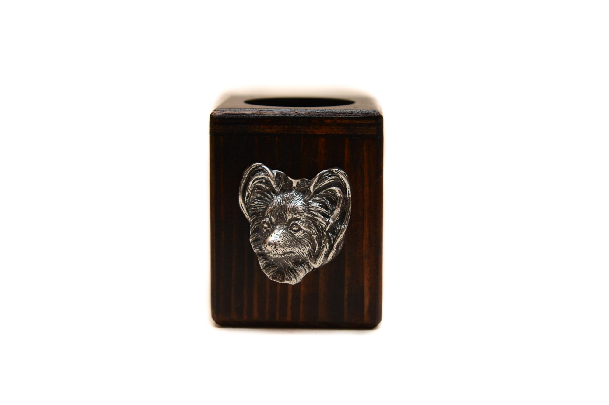 Papillon, Continental Toy Spaniel - wooden candle holder with a dog, a unique souvenir after losing a dog, a handicraft from the Art-Dog brand коричневий
Papillon, Continental Toy Spaniel - wooden candle holder with a dog, a unique souvenir after losing a dog, a handicraft from the Art-Dog brand коричневий