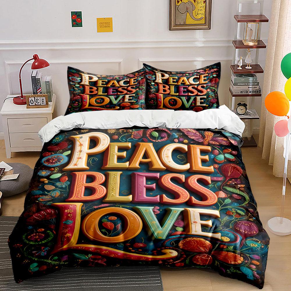 Peace Bless Love text. Bedding sets Duvet cover sets Duvet covers Pillowcases(1 * Duvet Cover 2 * Pillowcases, without duvet insert) 135x200cm
Peace Bless Love text. Bedding sets Duvet cover sets Duvet covers Pillowcases(1 * Duvet Cover 2 * Pillowcases, without duvet insert) 135x200cm