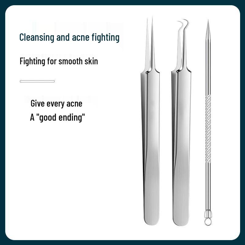 Stainless Steel Blackhead Remover Tool: Needle, Tweezers, and Scraper for Acne and Comedone Extraction 3-piece Set
Stainless Steel Blackhead Remover Tool: Needle, Tweezers, and Scraper for Acne and Comedone Extraction 3-piece Set