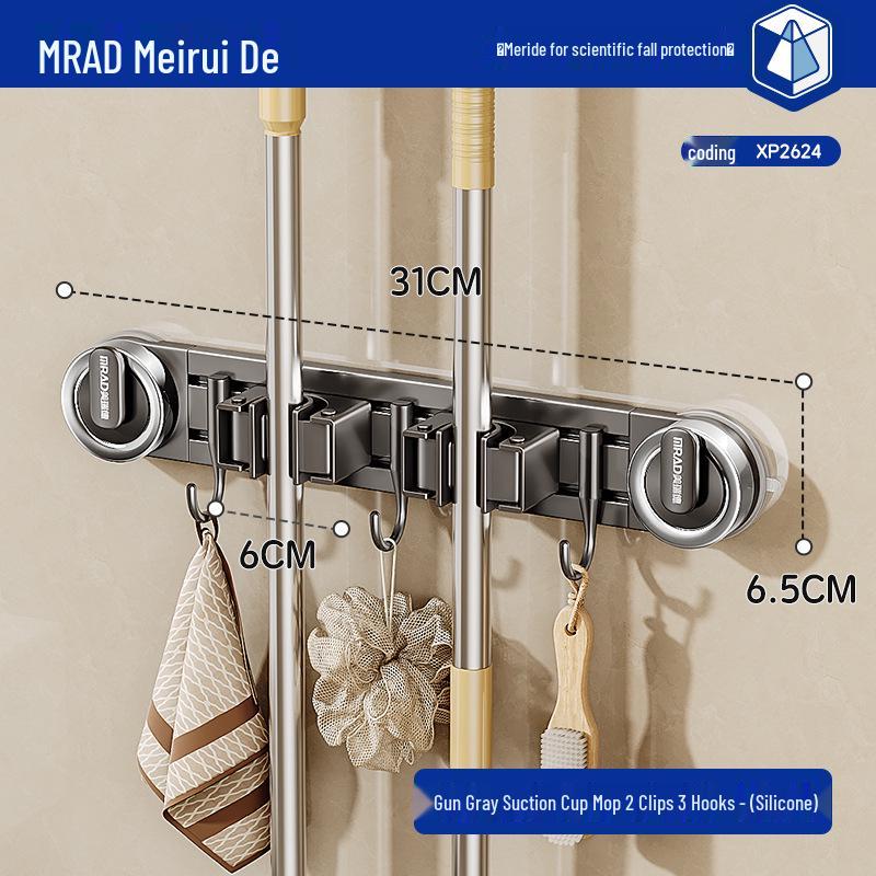 Movable Suction Cup Mop Clip Wall-Mount Storage Rack
Movable Suction Cup Mop Clip Wall-Mount Storage Rack