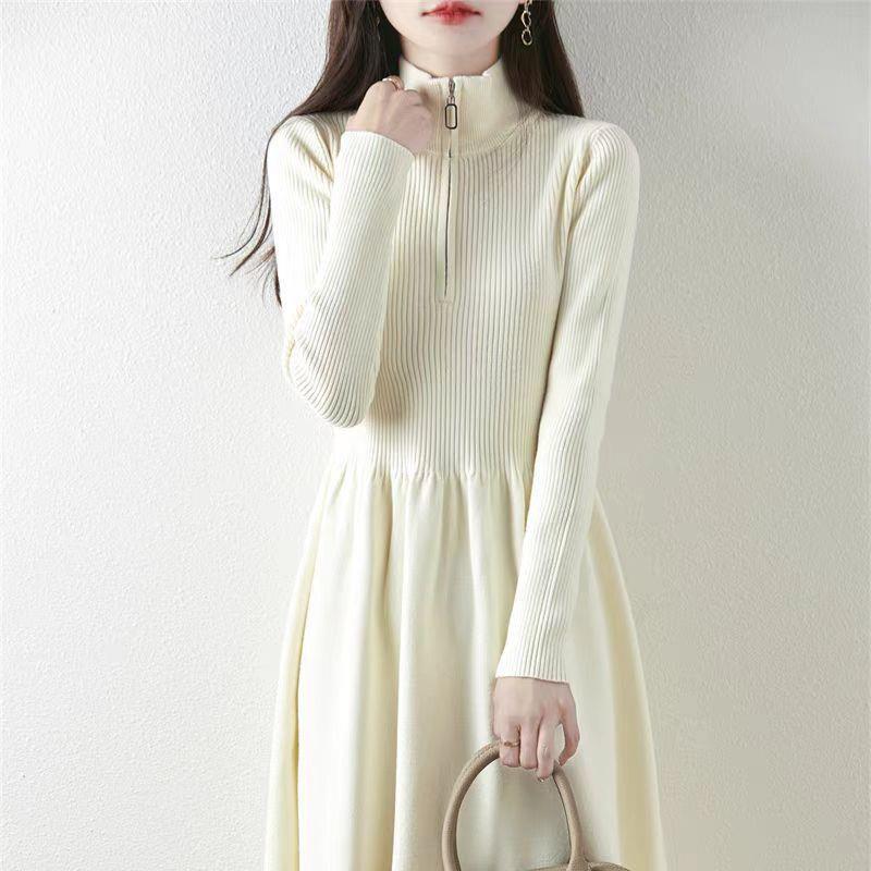 Autumn/Winter Half-Zip Over-the-Knee Knit Dress with Waist Cinch, Women s Sweater Base Layer in Grey or Classic Black. M (80-100 jin)
Autumn/Winter Half-Zip Over-the-Knee Knit Dress with Waist Cinch, Women s Sweater Base Layer in Grey or Classic Black. M (80-100 jin)
