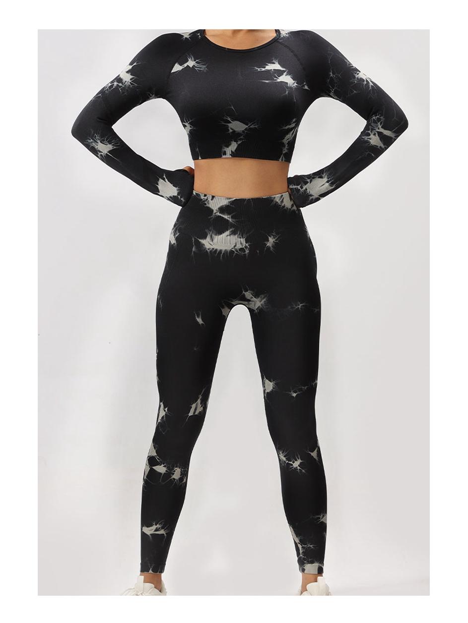 Европейский и американский бесшовный фитнес-набор для йоги с принтом тай-дай: Топ с длинным рукавом и леггинсы с высокой талией Medium чёрный
Европейский и американский бесшовный фитнес-набор для йоги с принтом тай-дай: Топ с длинным рукавом и леггинсы с высокой талией Medium чёрный