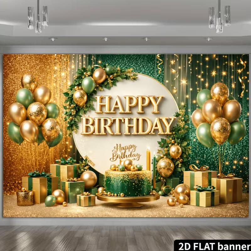 2D Luxury Green Gold Happy Birthday Photo Backdrop with Shimmer Curtains 47.2x31.5inch/120*80cm
2D Luxury Green Gold Happy Birthday Photo Backdrop with Shimmer Curtains 47.2x31.5inch/120*80cm