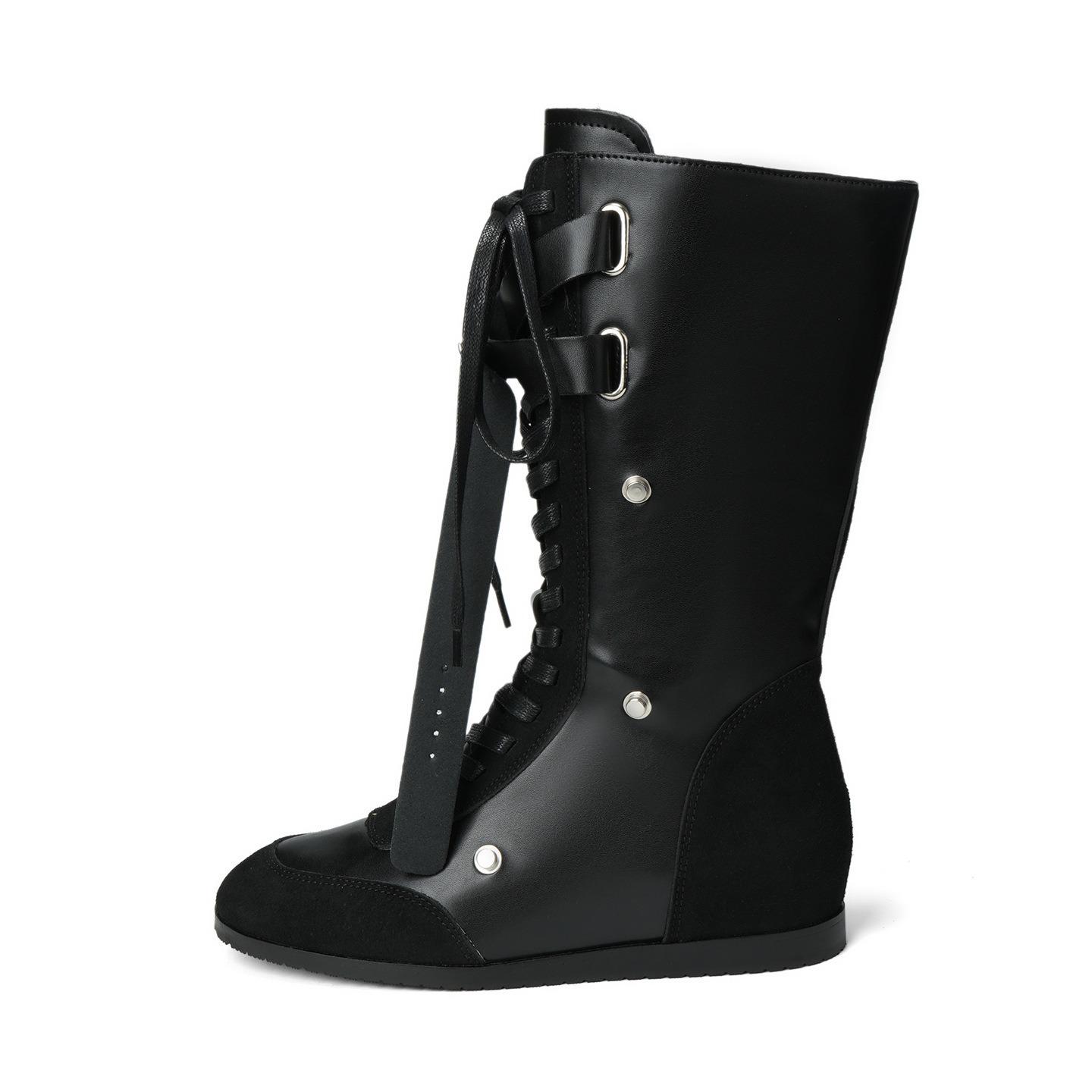 Женские боксерские ботинки на платформе со шнуровкой, боковой молнией, пряжкой и плоской подошвой - Мода Осень/Зима 2025. 34 чёрный
Женские боксерские ботинки на платформе со шнуровкой, боковой молнией, пряжкой и плоской подошвой - Мода Осень/Зима 2025. 34 чёрный