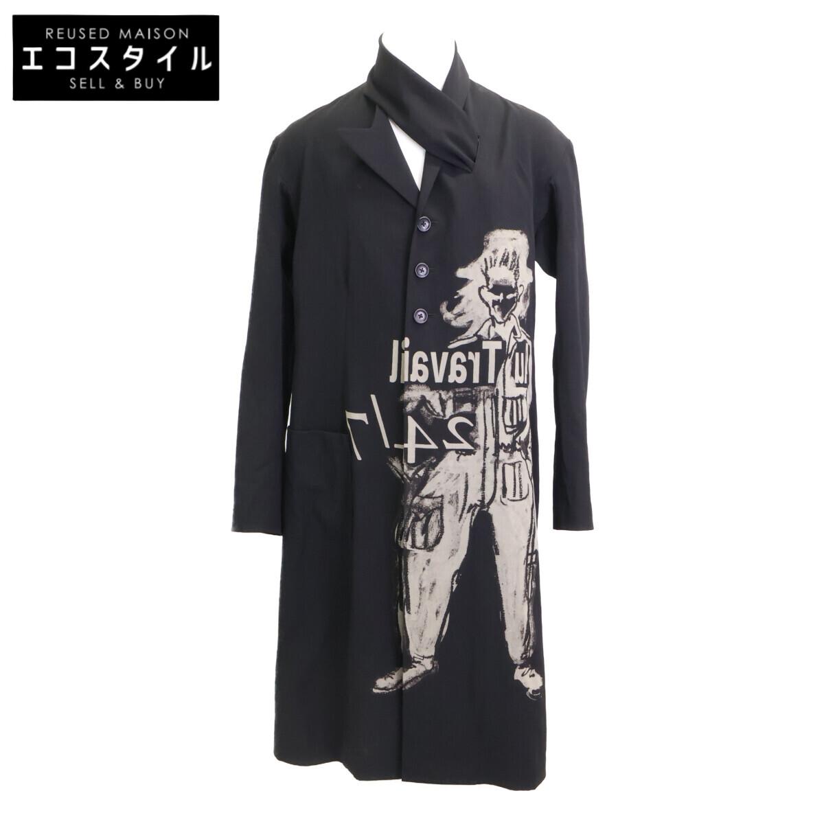 Yohji Yamamoto POUR HOMME HK-J26-134 Wool Discharge Print Scarf coat 2 blackUsed
Yohji Yamamoto POUR HOMME HK-J26-134 Wool Discharge Print Scarf coat 2 blackUsed