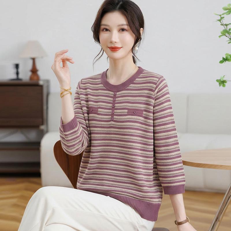 Summer 2026 Women s Striped Three-Quarter Sleeve Loose Top, Stylish for Middle-Aged and Elderly: Flattering Round Neck Design 3XL (120-135 lbs)
Summer 2026 Women s Striped Three-Quarter Sleeve Loose Top, Stylish for Middle-Aged and Elderly: Flattering Round Neck Design 3XL (120-135 lbs)