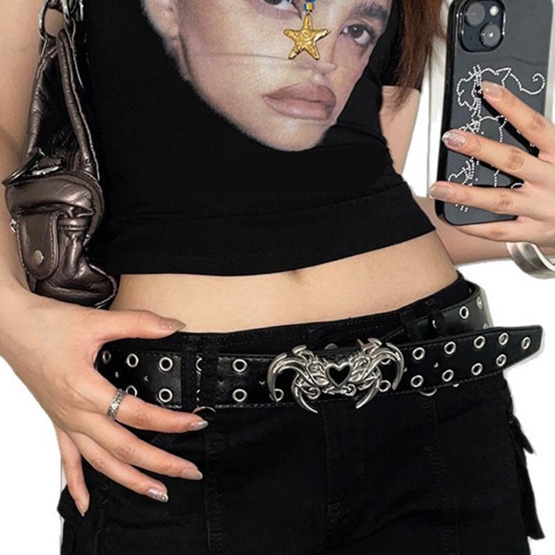 Edgy Double Row Pin Clasp Belt Punk Design Waistband Faux Leather Waist Strap Unisex Fashion Accessory чорний
Edgy Double Row Pin Clasp Belt Punk Design Waistband Faux Leather Waist Strap Unisex Fashion Accessory чорний