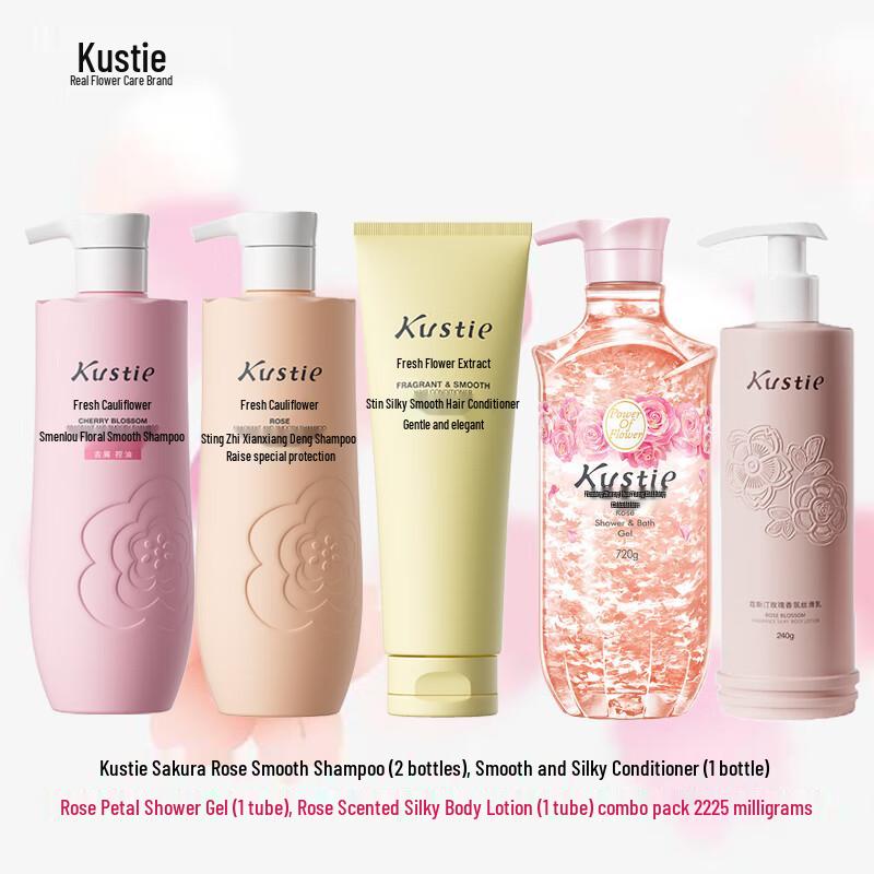 Kustie Cherry Blossom Rose 5-Piece Hair & Body Set
Kustie Cherry Blossom Rose 5-Piece Hair & Body Set